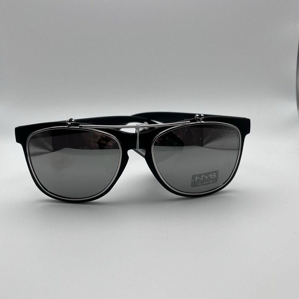 NYS Collection Womens Black Polarized Clip-on Sunglasses One Size NWT